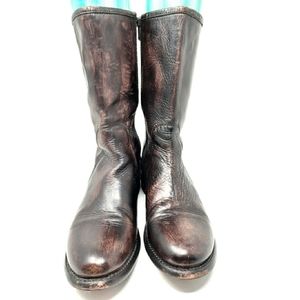 Bed Stu Brown Rustic Distressed Leather Mid Calf 9